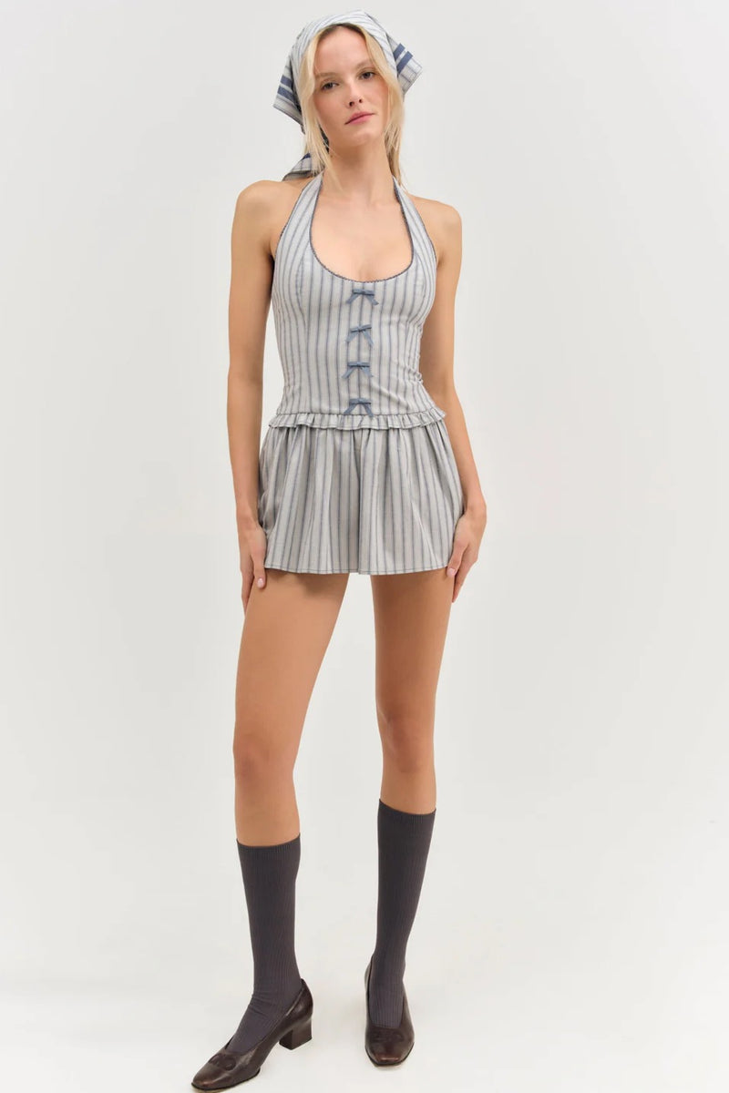 Janice Halter Mini Dress ~ Blue