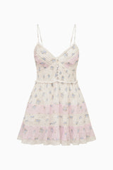 Krista Mixed Print Cotton Mini Dress ~ Lilac Vanilla