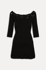 Kaia Crochet Knit Mini Dress ~ Black