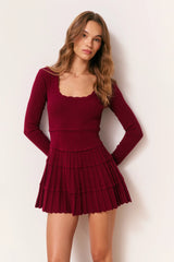 Lavender Stretch Pointelle Mini Dress ~ Spiced Berry