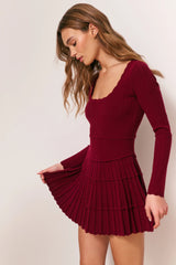 Lavender Stretch Pointelle Mini Dress ~ Spiced Berry