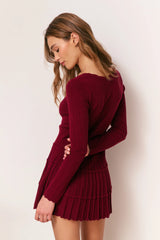 Lavender Stretch Pointelle Mini Dress ~ Spiced Berry