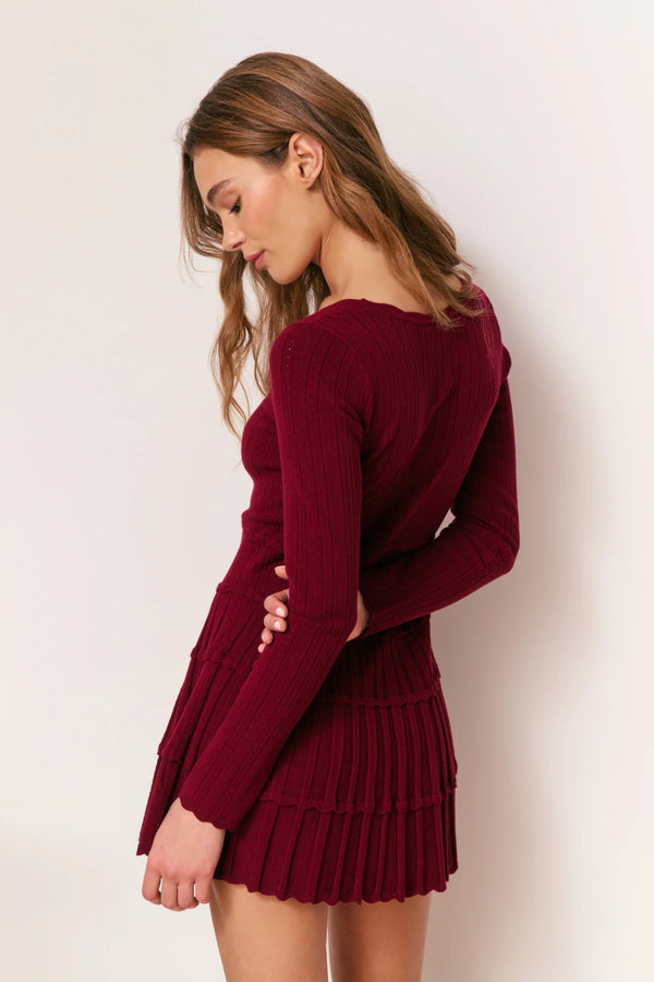 Lavender Stretch Pointelle Mini Dress ~ Spiced Berry