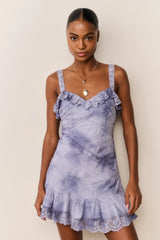 Lavine Hand-Dyed Cotton Mini Dress ~ Indigo Ice