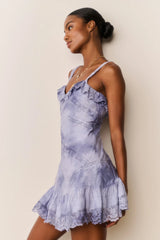 Lavine Hand-Dyed Cotton Mini Dress ~ Indigo Ice
