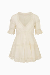 Lilias Cotton Mini Dress ~ Off White