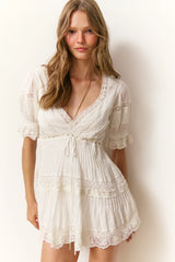 Lilias Cotton Mini Dress ~ Off White