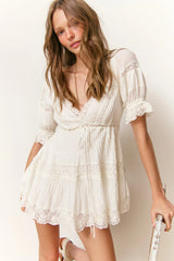 Lilias Cotton Mini Dress ~ Off White