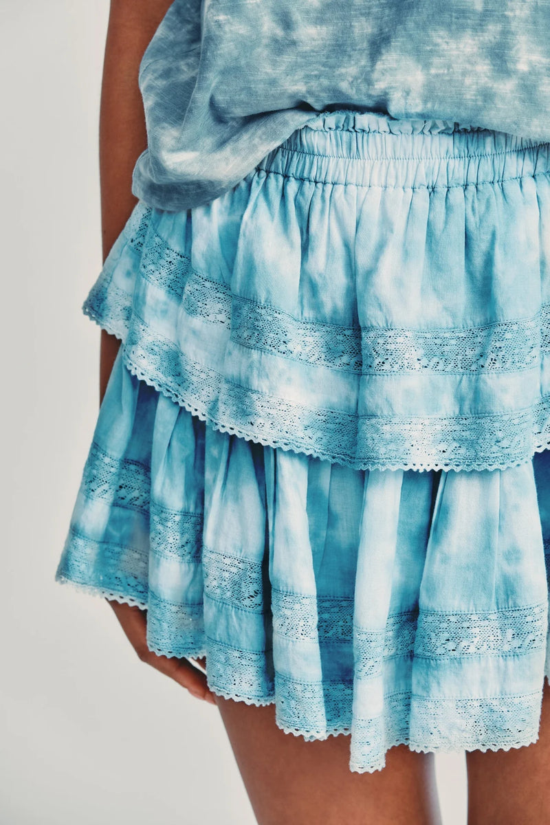 Ruffle Mini Skirt ~ Pacific Indigo Hand Dye