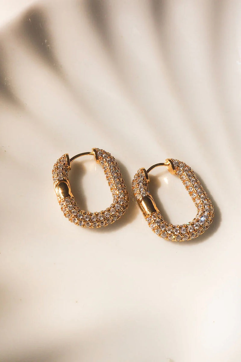 XL Pave Chain Link Hoops ~ Gold