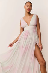 Madeleine Pastel Tie-Dye Chiffon Maxi Dress ~ Misty Iris