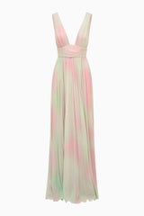 Madeleine Pastel Tie-Dye Chiffon Maxi Dress ~ Misty Iris