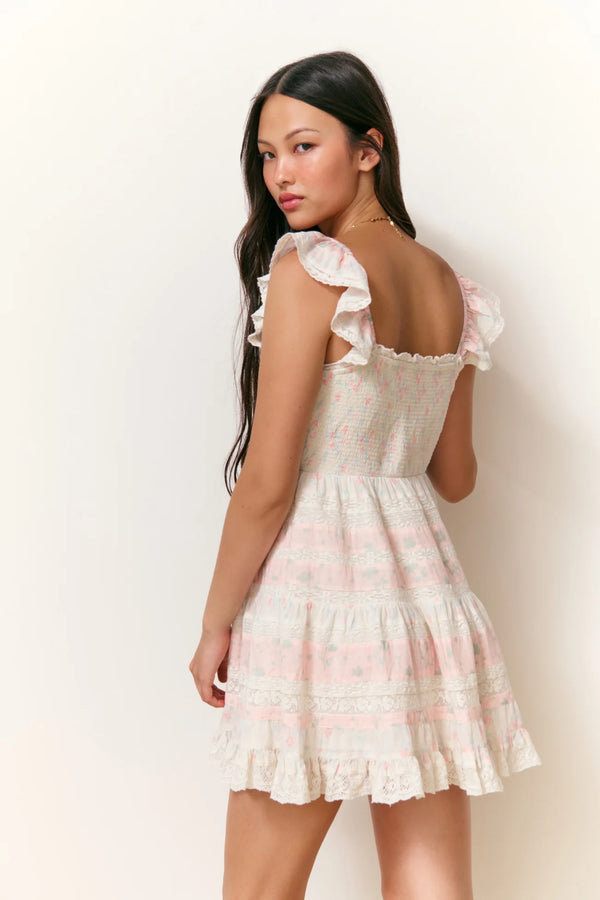 Melitta Mixed Print Mini Dress ~ Pink Bliss