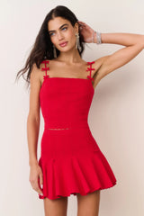 Meryl Rib Pointelle Mini Skirt ~ Candy Apple