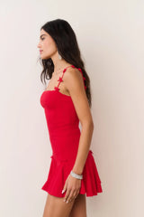 Meryl Rib Pointelle Mini Skirt ~ Candy Apple