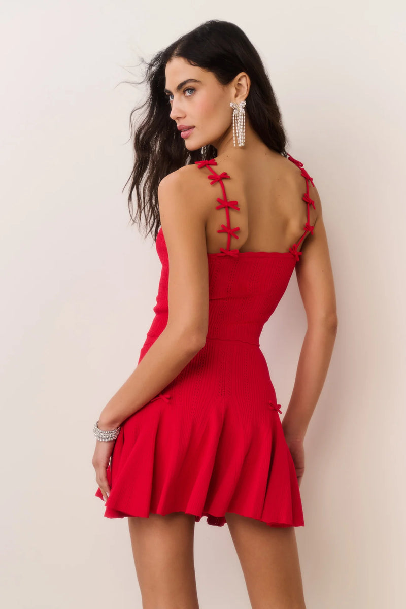 Meryl Rib Pointelle Mini Skirt ~ Candy Apple