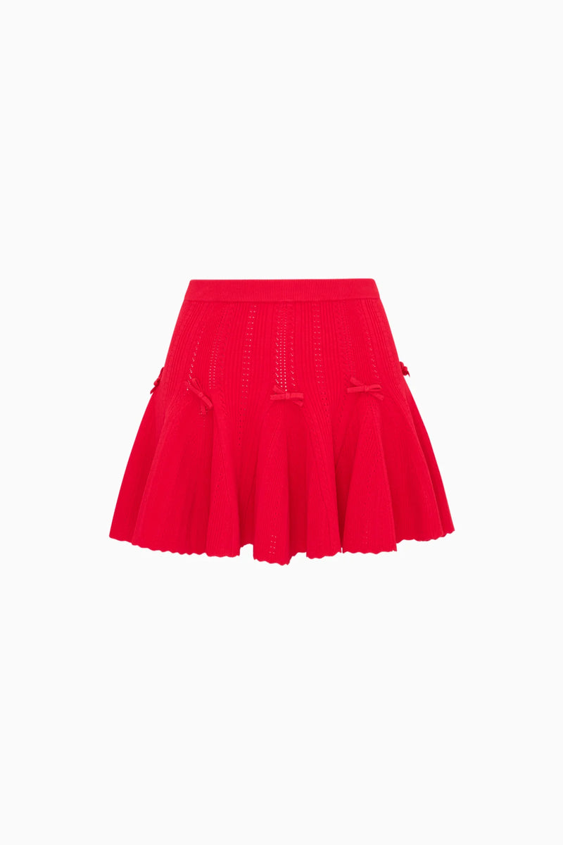Meryl Rib Pointelle Mini Skirt ~ Candy Apple