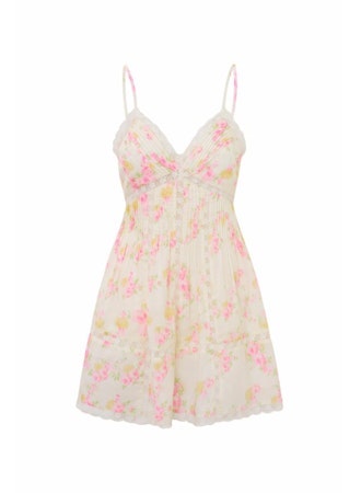 Docila Cotton Mini Dress ~ White Peach