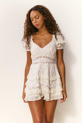Nivara Lace Ruffle Mini Dress ~ Chantilly