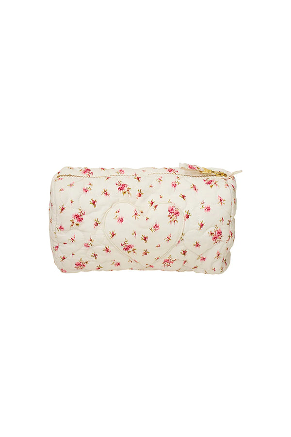 Octavia Quilted Cosmetic Bag ~ Carmine Rose