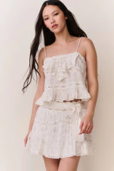 Ondeline Floral Embroidered Cotton Top ~ Sunbleached Meadow