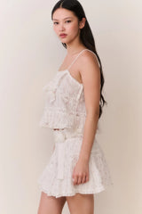 Ondeline Floral Embroidered Cotton Top ~ Sunbleached Meadow