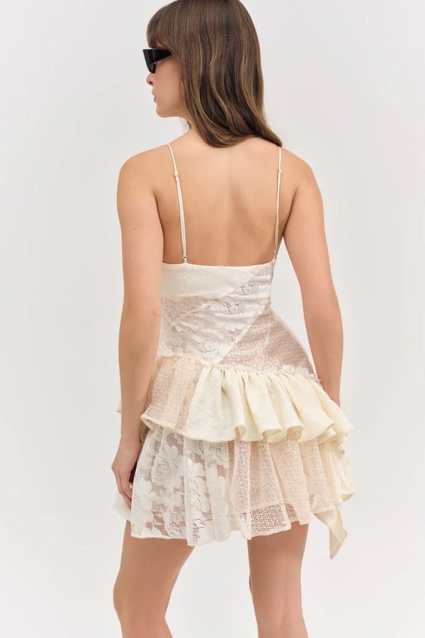 Paulina Patchwork Mini Dress ~ Cream