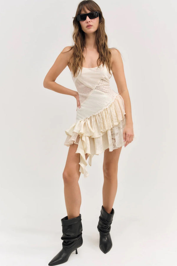 Paulina Patchwork Mini Dress ~ Cream