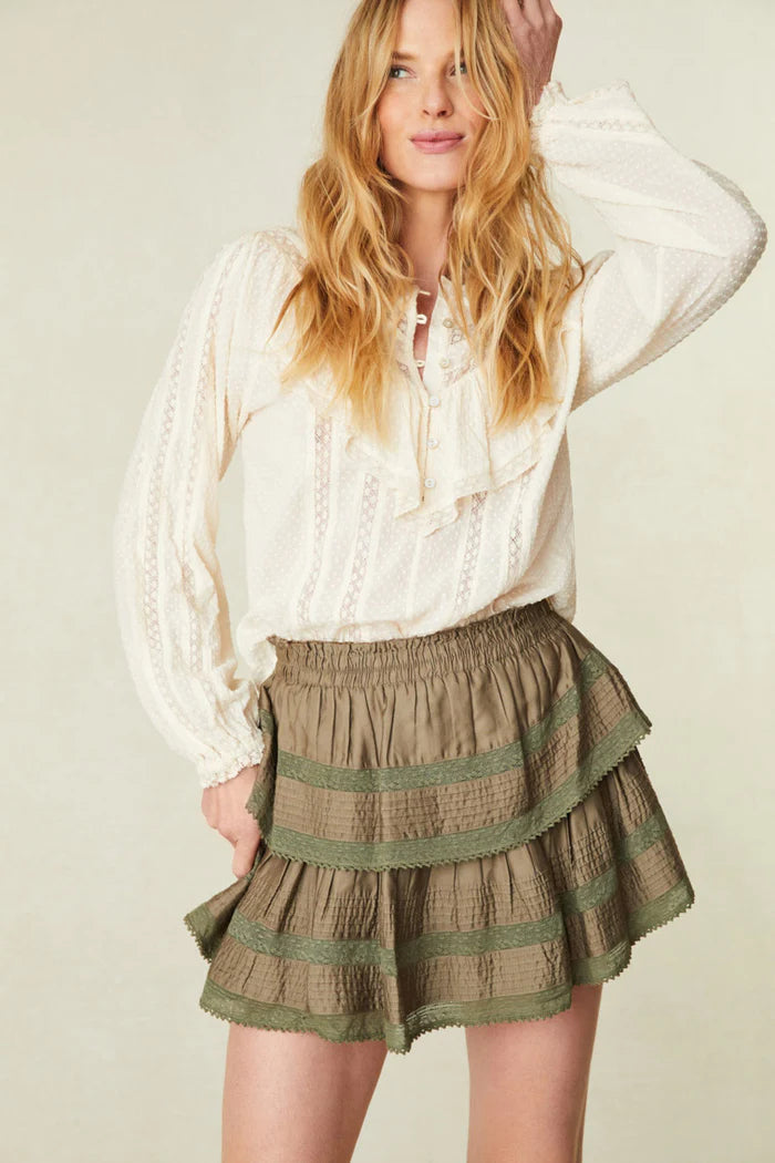 Ruffle Mini Skirt ~ Forest Oak