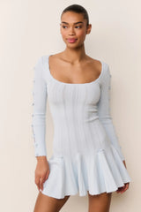 Seychelle Ribbed Pointelle Mini Dress ~ Icicle Blue