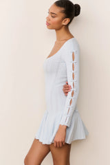 Seychelle Ribbed Pointelle Mini Dress ~ Icicle Blue