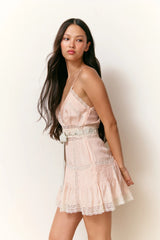 Sibelle Silk Ribbon Mini Dress ~ French Rose