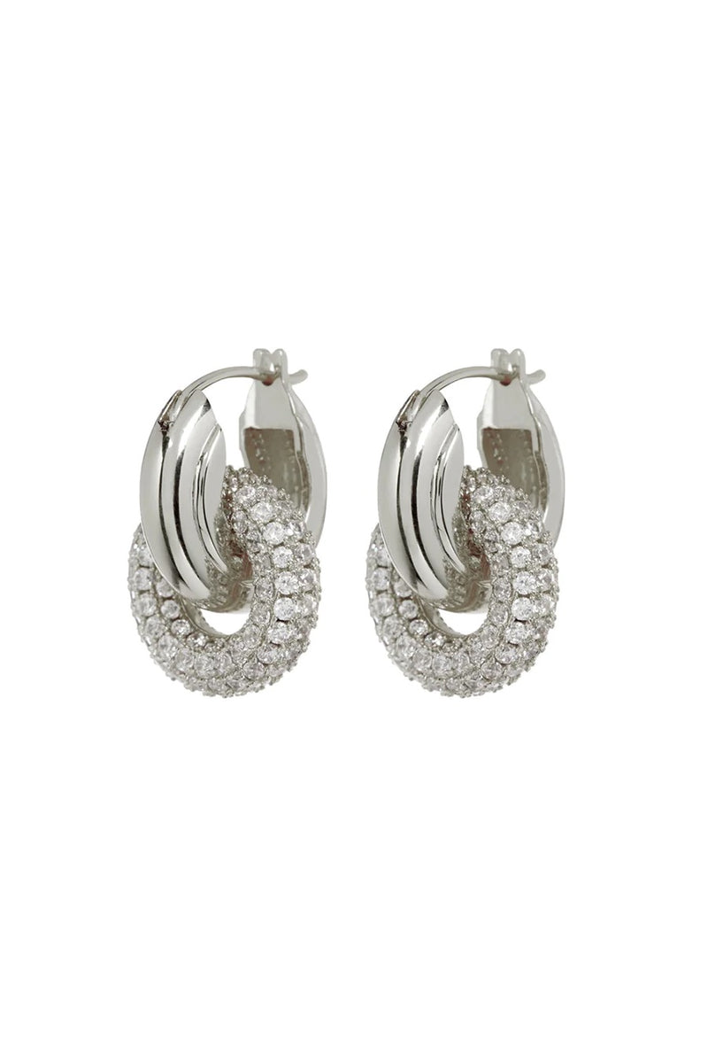 The Pave Interlock Hoops ~ Silver