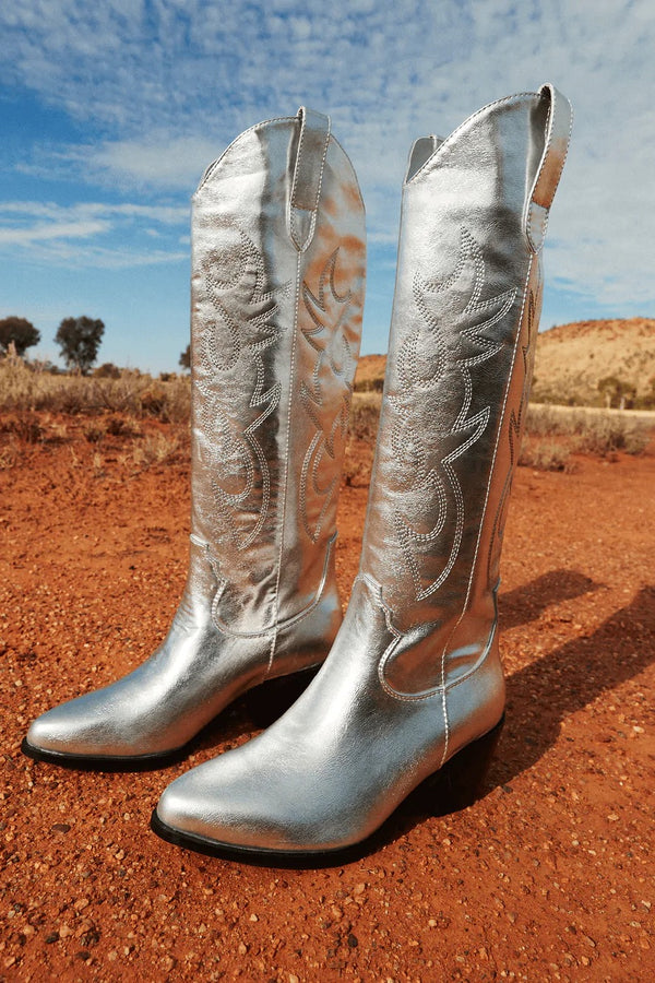 Urson Western Boot ~ Silver Metallic