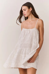 Vionett Cotton Victorian Mini Dress ~ White