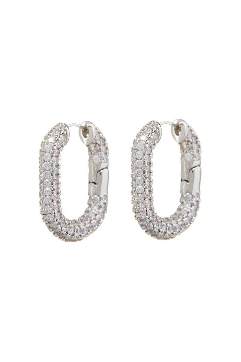 XL Pave Chain Link Hoops ~ Silver