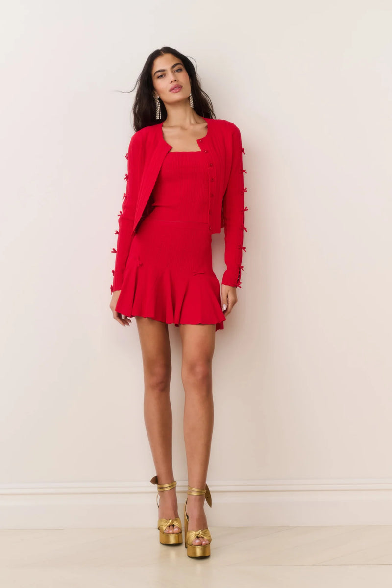 Meryl Rib Pointelle Mini Skirt ~ Candy Apple