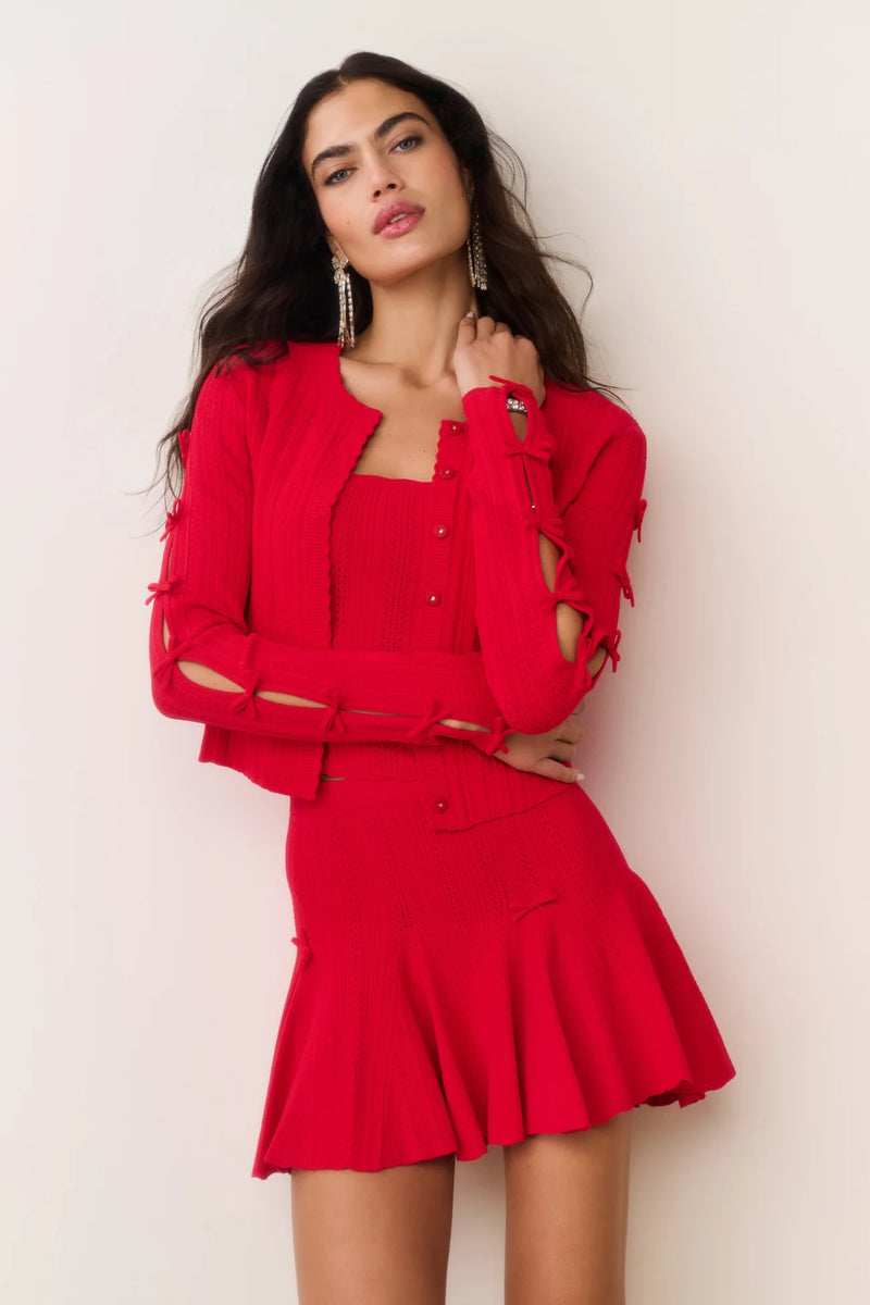 Meryl Rib Pointelle Mini Skirt ~ Candy Apple