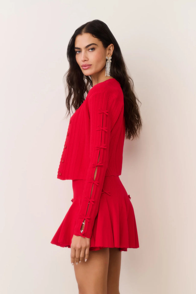 Meryl Rib Pointelle Mini Skirt ~ Candy Apple