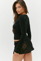 Arlo Crochet Mini Skirt ~ Black - Shake Your Bon Bon