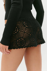 Arlo Crochet Mini Skirt ~ Black - Shake Your Bon Bon