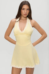 Audrey Satin Mini Dress ~ Whipped Butter Dottie - Shake Your Bon Bon