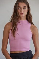 Barely There Ribbed Turtleneck Knit Tank - Shake Your Bon Bon