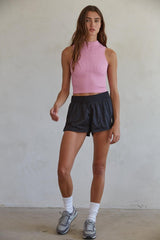 Barely There Ribbed Turtleneck Knit Tank - Shake Your Bon Bon