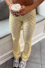 Bow Yoga Pants ~ Lavender/Yellow - Shake Your Bon Bon