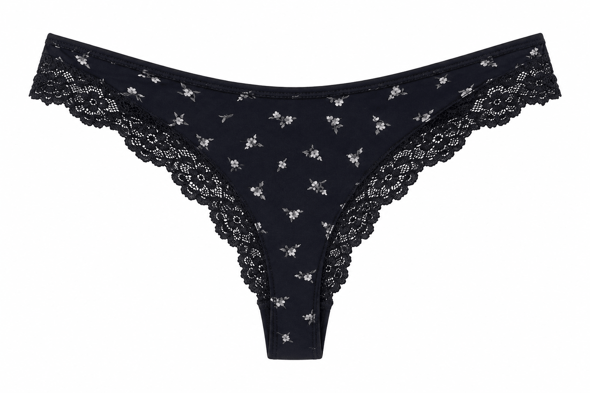Butter Me Up Lace Thong ~ Midnight Floral - Shake Your Bon Bon