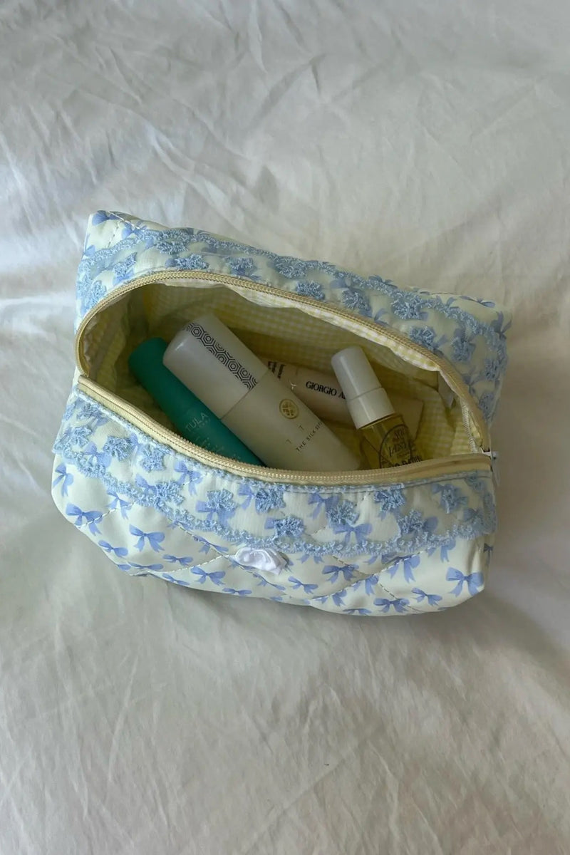 Cosmetic Pouch ~ Blue/Yellow Bow