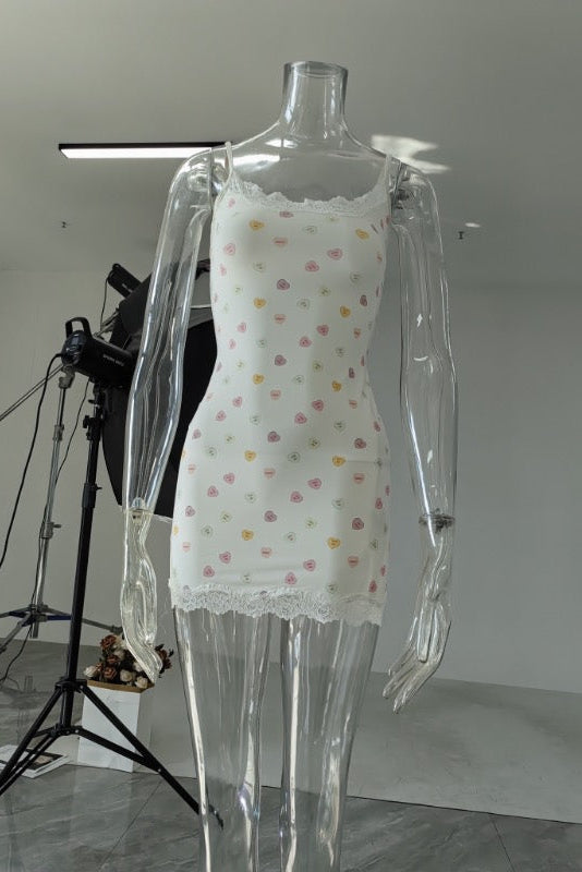 Butter me Up Lace Mini Dress ~ Candy Hearts