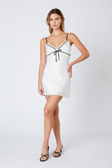 Dotted Lines Mini Dress ~ White/Black