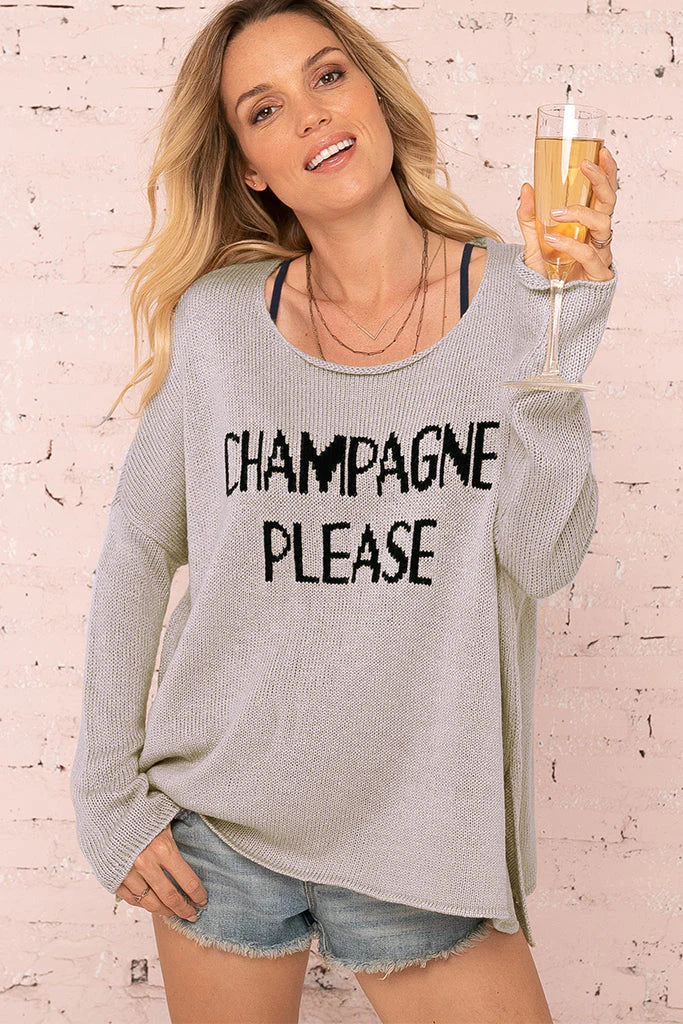 Champagne Please Lightweight Crew Neck